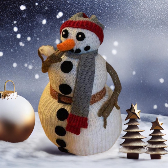 3.5 ft Snowman - Handmade Crochet - Customizable - Picture 4 of 7